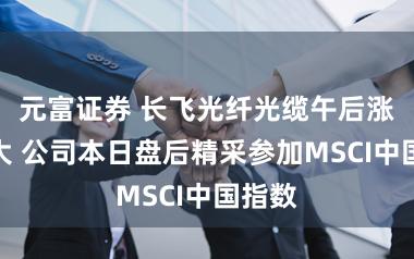 元富证券 长飞光纤光缆午后涨幅扩大 公司本日盘后精采参加MSCI中国指数