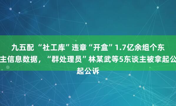九五配 “社工库”违章“开盒”1.7亿余组个东谈主信息数据，“群处理员”林某武等5东谈主被拿起公诉