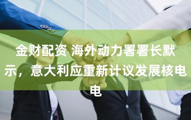 金财配资 海外动力署署长默示，意大利应重新计议发展核电
