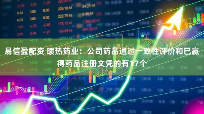 易信盈配资 暖热药业：公司药品通过一致性评价和已赢得药品注册文凭的有17个